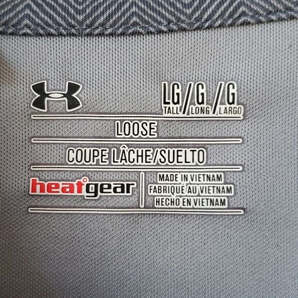 UNDER ARMOUR CONGRESSIONAL CC HERRINGBONE ZIG ZAG GOLF POLO SHIRT GRAY LARGE - Picture 4 of 6